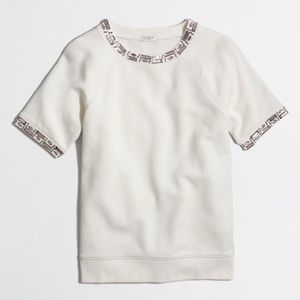 [Jcrew] short sleeve jeweled sweatshirt